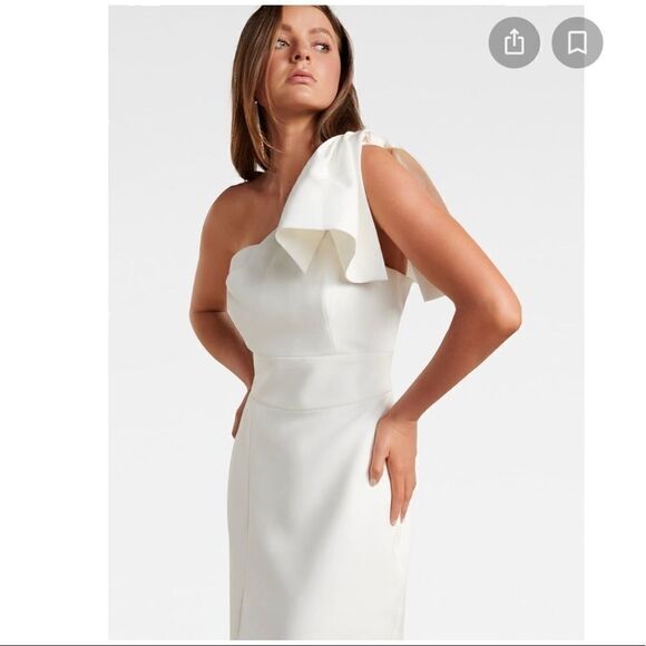 Forever New Porcelain Bessy One Shoulder Bow Dress - Picture 2 of 16
